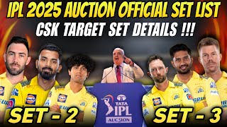 IPL Auction 2025 Official Players Set Details 😱  CSK Confirm Target [upl. by Detta356]