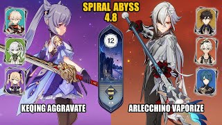 F2P Keqing Aggravate amp Arlecchino Vaporize  New Spiral Abyss 48  Floor 12  Genshin Impact [upl. by Farrell706]