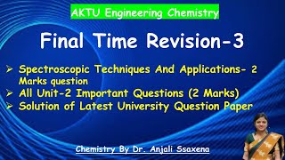 Engineering chemistry Revision  Spectroscopy important University questions Spectroscopy Revision [upl. by Dougherty]