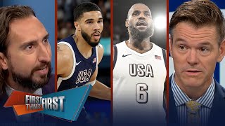 USA beats Serbia LeBron amp Curry’s future Should Tatum play in the final  FIRST THINGS FIRST [upl. by Davies826]