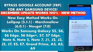 EASY STEPS Bypass  Remove Google Account FRP For Any Samsung Galaxy Device  December Update [upl. by Darrey]