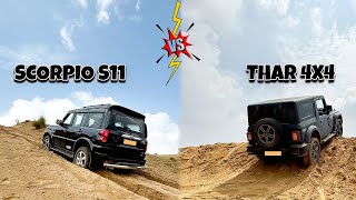 Thar 4x4 vs Scorpio S11 Desert Offroad Battle  ये क्या कर दिया scorpio तूने 😡  Extreme OffRoding🔥 [upl. by Linis]