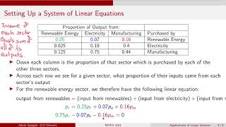 MATH 3191 Solved Example  Leontief InputOutput Model [upl. by Perr]