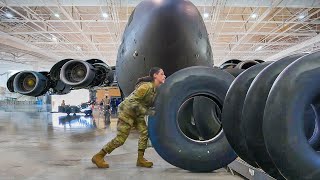 Inside US Air Force Warehouse Changing C17’s Gigantic Tires [upl. by Carleen783]