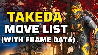 Mortal Kombat 1  Takeda All Move List with FRAME DATA [upl. by Collen]