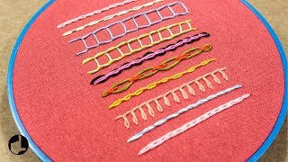 Hand Embroidery for Beginners  Part 7  Chain Stitch Variations by HandiWorks [upl. by Thorlay]