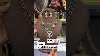 Green stone necklace  1220🆓🚚 vrindafashionjewellery emraldnecklace emrald adjewellery cz ad [upl. by Clarkson]