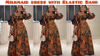 How to cut and sew a Milkmaid dress with Elastic Band [upl. by Docile443]