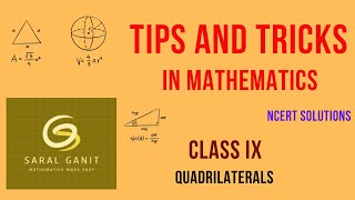 Tips and tricks in mathematics class 9 Quadrilaterals NCERT solutions CBSE [upl. by Leora]