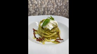 SPAGHETTI con CREMA di PISTACCHIO SPECK e STRACCIATELLA cosa chiedere di meglio 😋💚🥓🍝 Shorts [upl. by Lelah791]