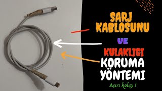 ŞARJ VE KULAKLIK KABLOSU KORUYUCU YAPIMI I ŞARJ KABLOSU ÖRME I ÇOK BASİT I MALİYETSİZ I DIY [upl. by Niwre381]