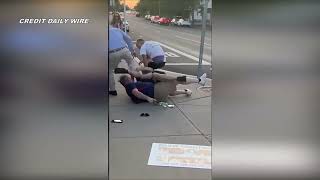 Palestine Protestor Tackles ProIsrael Veteran Gets Shot  Newton Massachusets [upl. by Anestassia663]