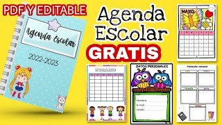 Agenda Escolar 2022 para imprimir GRATIS👉PDF y EDITABLE [upl. by Ynavoeg]