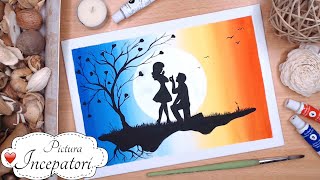 Pictura Simpla pentru Incepatori 💖 Tutorial de primavara  Romantic Valentine Painting [upl. by Ahsaercal]