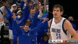 Boban Marjanovic shocks Mavericks bench after hits two 3s in a row 😲 [upl. by Glantz395]