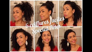 6 Coiffures faciles pour cheveux bouclés frisés crépus  Spécial Fêtes 🇫🇷🇧🇷 [upl. by Fabrice]