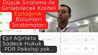 Düşük Sıralama ile Girilebilecek Önü Açık Eşit Ağırlık Bölümleri Puanları sıralamaları YKS Tercih [upl. by Templer]