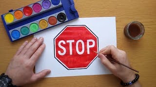 How to draw a STOP sign 🛑 [upl. by Balduin683]