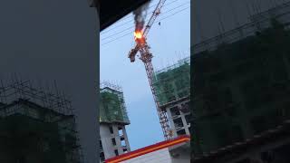 See how the tower crane is lit  tower crane 🏗️ [upl. by Leirum]