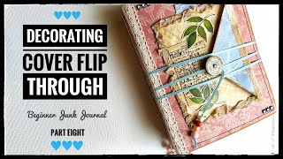 Decorating Cover  Adding Ribbon Closure  Flip Through  Beginners Junk Journal  Part Eight [upl. by Siurad160]