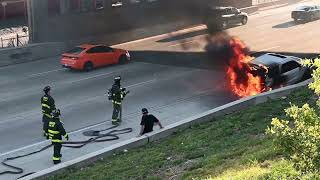 PreArrival Fire Chicago Fire Department Auto Fire on the Expressway at I290 at Racine Ave [upl. by Araes519]