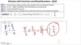 MultDiv Fractions and Mixed Numbers 2024 Quiz  Answer Review [upl. by Meg]