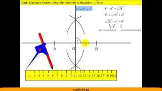 Konstrukcja odcinka o długości pierwiastek z dwudziestu ośmiu centymetrów  Matfiz24pl [upl. by Yerkovich]