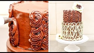 How To Make a Chocolate Lace Wrap Swirl for Cake by Cakes StepbyStep [upl. by Wildee]