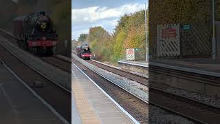 Jubilee class steam locomotive 45596 Bahamas at Bolton upon Dearne train station 221024 trains [upl. by Euqilegna]