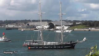 SEA TRAINING SHIP TS ROYALIST LEAVES DEVONPORT NAVAL BASE AND ENTERS QUEEN ANNES BATTERY 12924 [upl. by Easton]