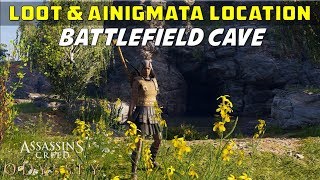 Battlefield cave Location of Loot treasure amp Ainigmata Ostraka  ASSASSIN’S CREED ODYSSEY [upl. by Ahsi]