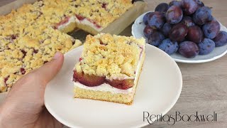 Einfacher Blechkuchen mit Zwetschgen Quark amp Streusel 🤗 [upl. by Akiaki]