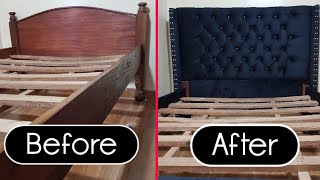 DIY How To Make A Tufted Headboard For Your Old Bed  Bed Transformation DIY [upl. by Shurlock166]