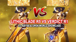 Navia Lithic Blade R5 vs Verdict R1 DMG Comparison  43 Abyss amp Open World Showcase [upl. by Koral]