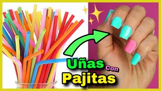 UÑAS POSTIZAS CON PAJITAS de PLÁSTICO  NatyGloss [upl. by Tahmosh]