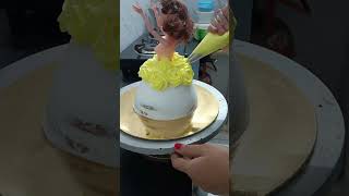 Barbie doll cake half kg Vanilla flavour cake cakedecorating food telugu thank you for watching [upl. by Elleiand388]