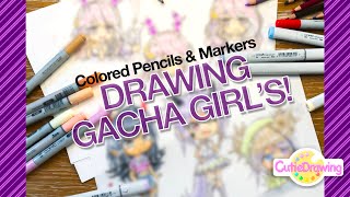 Drawing Your OCs Gacha Girls with Colored Pencil and Alcohol Marker Practice drawing Poses 46 [upl. by Eiramyllek]