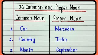 Examples of common and proper noun  20 common noun and proper noun  Common proper noun in grammar [upl. by Zetta625]