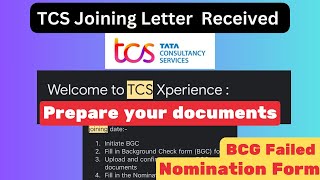 TCS Joining Letter Received  BGC Form  Mandatory Documents [upl. by Furnary]