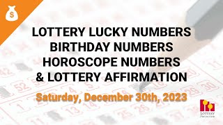 December 30th 2023  Lottery Lucky Numbers Birthday Numbers Horoscope Numbers [upl. by Taryn167]