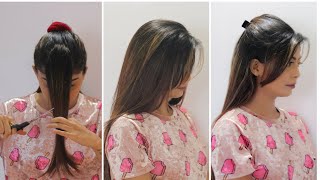 How to cut your own hair at home  Side swept bangs Flicks  Rinkal Soni [upl. by Nelhsa821]