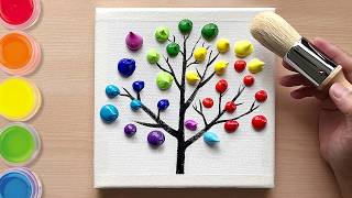 Easy 3Step Rainbow Tree Painting in 5 Minutes  Easy painting for beginners [upl. by Ylrad]