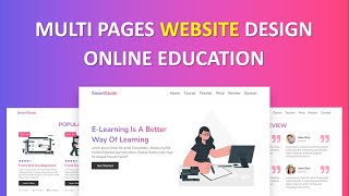 How To Make A Responsive Online Education Website Design Using HTML CSS JS  Multi Pages Website [upl. by Moonier]