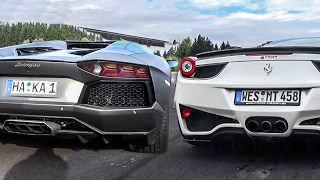 Ferrari 458 Italia VS Lamborghini Aventador  SOUND BATTLE [upl. by Hendricks596]