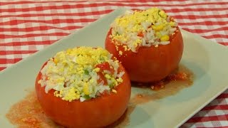 Cómo hacer tomates rellenos de ensalada de arroz [upl. by Nonahs659]