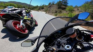 SuperBikes On The Way  Yamaha R1 M Vs Aprilia Rsv4 RF [upl. by Ahsimed]