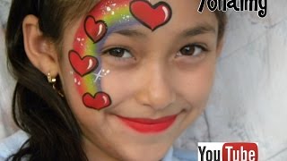 PINTACARITAS DE ARCOIRIS CON CORAZONES FACE PAINTING RAINBOW HEARTS [upl. by Alan]