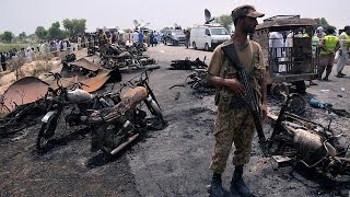 Pakistan oil tanker blast kills more than 140 people [upl. by Nhguavad]