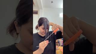 Cutting curtain bangs at home✂️ curtainbangtutorial cuttinghair haircutathome haircut hair [upl. by Peednus]