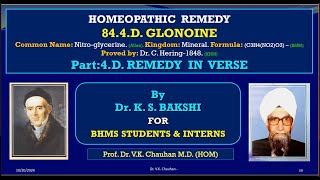 844 D Glonoine Part4D Remedy in Verse by Dr K S Bakshi091124 [upl. by Lewiss]